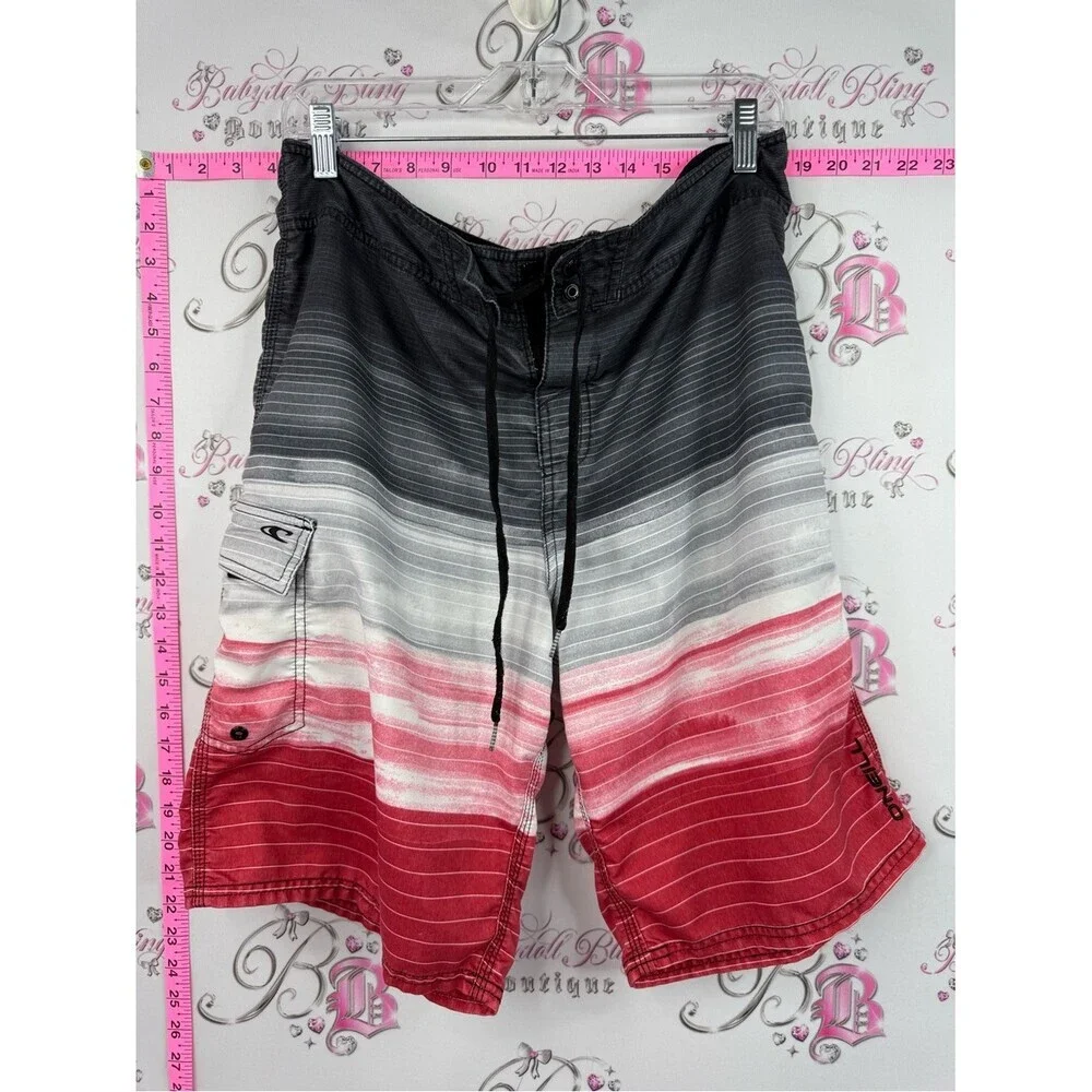 O'Neill shorts swim Ombre Black Gray White to Red Men's Swim Board Shorts